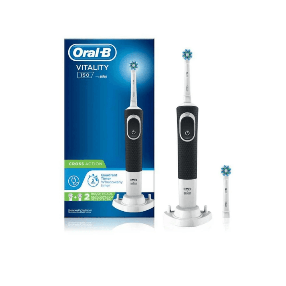 BR Vitality 150 CrossAction Black Electric Rechargeable Toothbrush D100.424.1